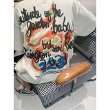 Preppy Aesthetic T Shirt Printed Short Sleeve Retro Washed T-shirt