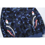 Shark Print Sweatshirts Fashion Brand Camouflage Shark Head Print Cotton Terry Round Neck Sweater