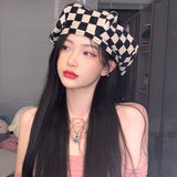 Check Beret Hat Vintage Casual Fashionable Painter Fashion