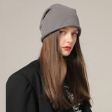Toboggan Hat Knitted Hat Spring and Autumn Black Woolen Cap Closed Toe Beanie Hat Men