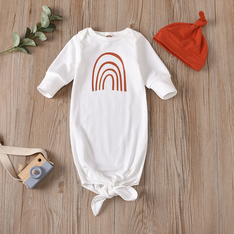 Knotted Baby Gown Baby Sleeping Bag Cotton Baby Belly Protection Anti-Kicking Blanket Pajamas