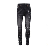 Purple Brand Jeans Black Paint Distressed Straight Jeans