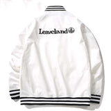 White Varsity Jacket Leaveland Maple Leaf Baseball Uniform Men 'S Youth Autumn Fashion Casual Jacket Baseball Collar Coat