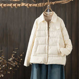 Women Winter Coats Puffer Jacket Down Coat Lightweight Down Jacket Fall Winter Fashion Casual Loose White Duck Down Shirt Collar Coat