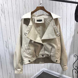 Women PU Leather Jacket Biker Motorcycle Coat Women's Short Spring Loose High Waist Coat