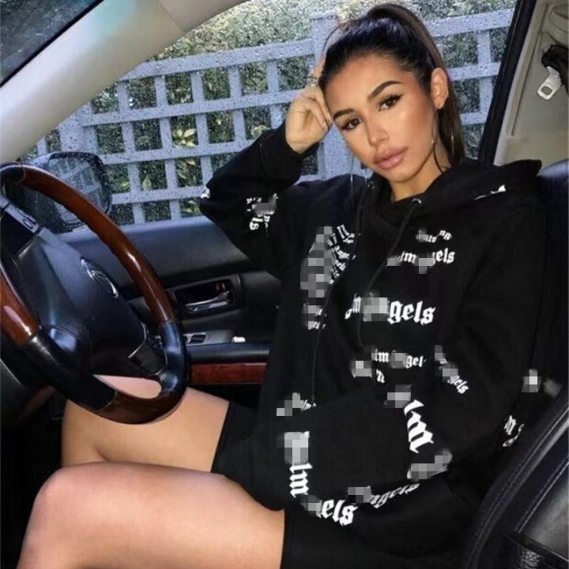 Palm Angels Hoodie Letter Hooded Sweater Men's and Women's Loose Hoodie Coat