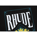 Rhude T Shirt Playing Cards Printed Hip Hop Men and Women Casual Loose
