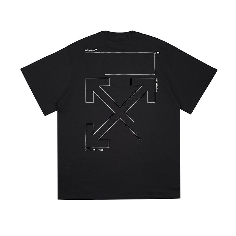 Ow Incomplete Line Short Sleeve Fashion Men and Women t shirt