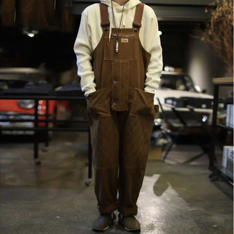Man Fall Outfits Cargo Pants Vintage One-Piece Overalls Men's Loose Strap Straight Leg Dad Jeans