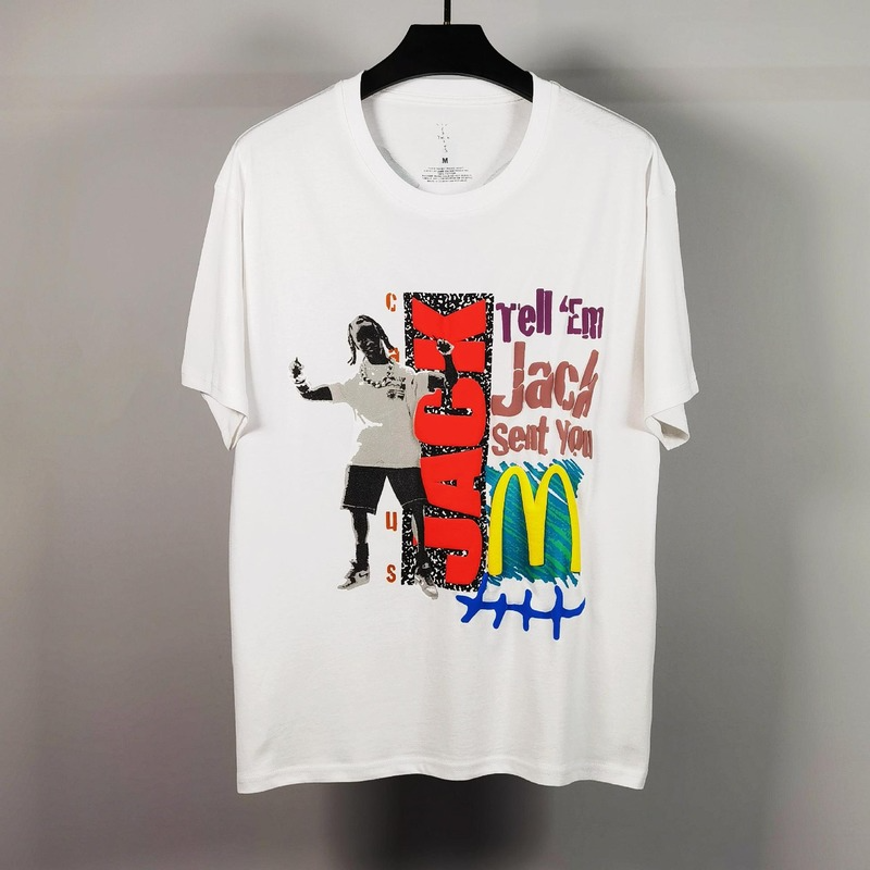 Cactus Jack McDonalds Shirt Puff Print Short Sleeve Hip Hop Loose T-shirt