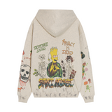 Saint Michael Hoodie Simpson Cartoon Vintage Graffiti Distressed Hooded Sweater Loose