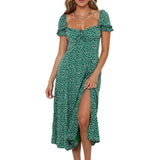 Milkmaid Vintage Dress Summer Printed Short Sleeve Midi Summer Dresses