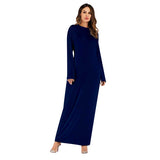 Muslim Women Stylish Kashibo Abaya Muslim Ladies Long Gown Islamic Clothing Jilbab Jalabiya Solid Color Long Sleeve Dress for Women