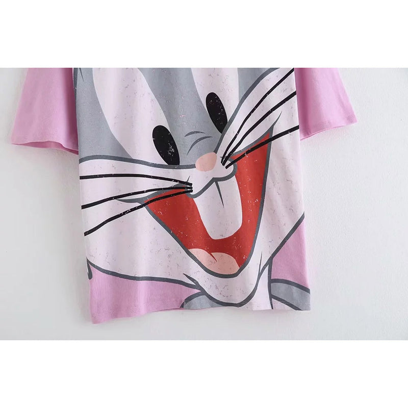 Bugs Bunny Shirt Summer Women's Short Sleeve Loose Rabbit T-shirt