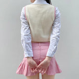 Preppy Aesthetic Sweater Spring/Summer Blue Rhombus Knitted Vest