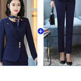 Women Autumn Uniform Designs Formal Style Office Lady Bussiness Attire Work Suit Workwear Stewardess Uniform Business Suit