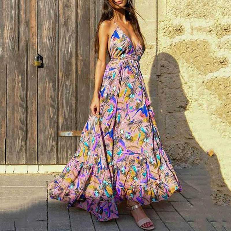 Women's Sexy Fashion Spaghetti-Strap Floral Print Dress Flower Print Cottagecore Aesthetic Dress