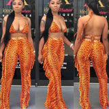 Women Rave Outfits Tops Sexy Digital Swimsuit Mesh Two-Piece Set
