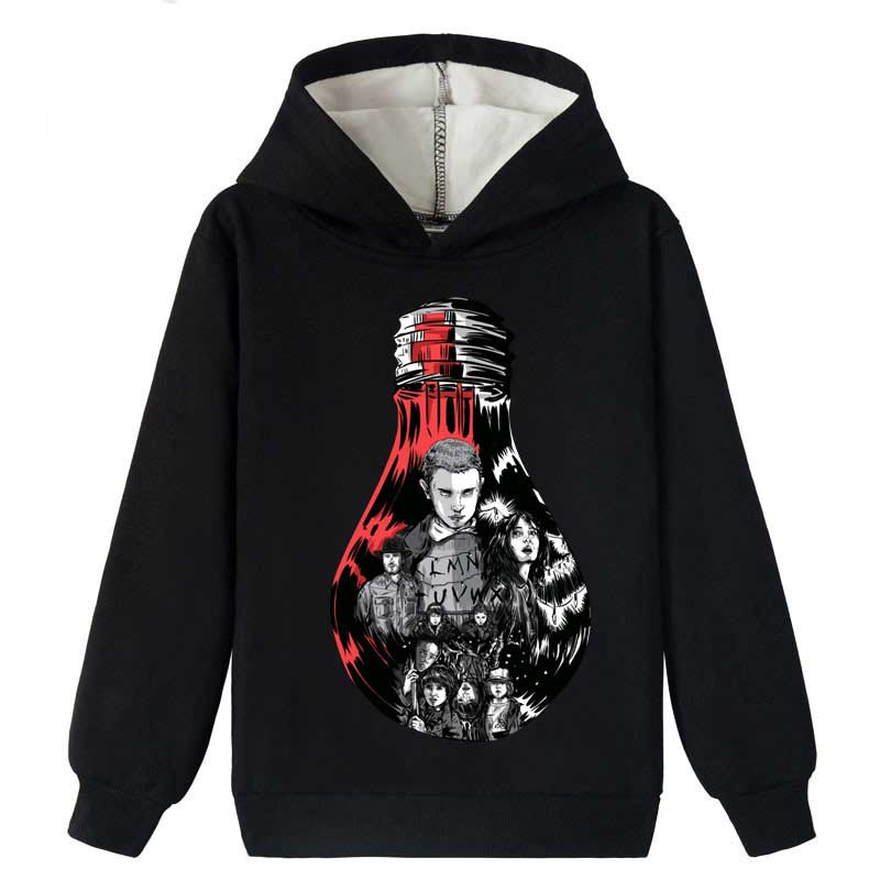 Stranger Things Hoodie Children's Cartoon Printed Casual Fleece-Lined Hoodie Sweater