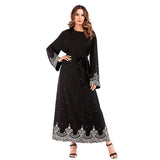 Muslim Women Stylish Kashibo Abaya Muslim Ladies Long Gown Islamic Clothing Jilbab Jalabiya Embroidered Bead Long Sleeve Dress for Women