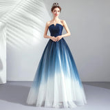 Women'S Evening Dress Ball Gown Princess Quinceanera Wedding Dresses Gradient Color Host Tube Top Puffy Evening Dress