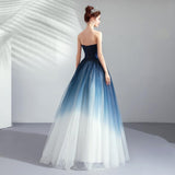 Women'S Evening Dress Ball Gown Princess Quinceanera Wedding Dresses Gradient Color Host Tube Top Puffy Evening Dress