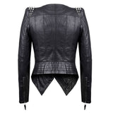 Leather Biker Coat Gothic Leather Jacket Women Pu Jackets Punk Rivet Slim-Fitting Biker Coat