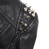 Leather Biker Coat Gothic Leather Jacket Women Pu Jackets Punk Rivet Slim-Fitting Biker Coat