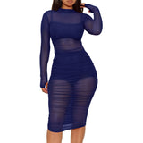 Nina Parker Black Dress Mesh Dress Vest Shorts Three-Piece Set