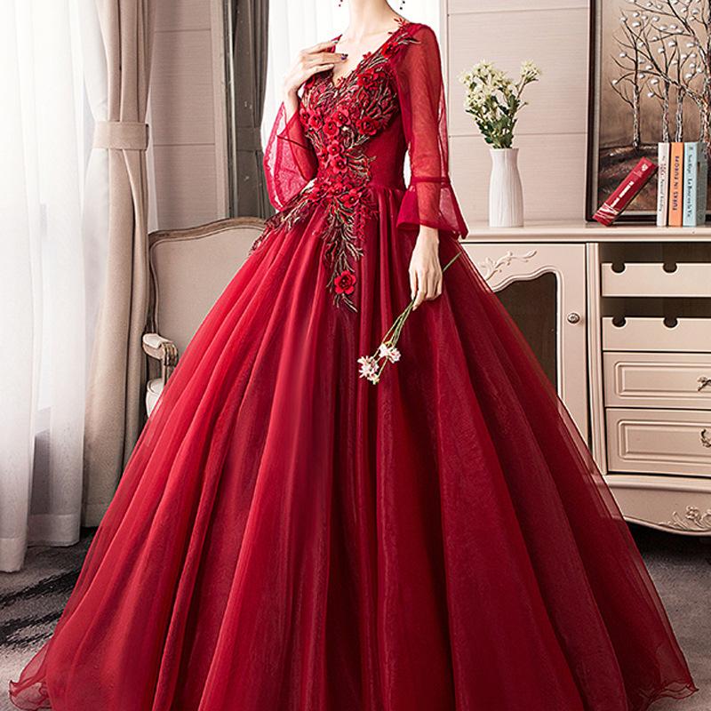 Women's Evening Dress Ball Gown Princess Quinceanera Wedding Dresses Evening Gown Pettiskirt Host Long Costume