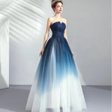 Women'S Evening Dress Ball Gown Princess Quinceanera Wedding Dresses Gradient Color Host Tube Top Puffy Evening Dress