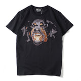 GVC T Shirt Embroidered Dog Head Pattern Pure Cotton Loose Short Sleeve T-shirt Men
