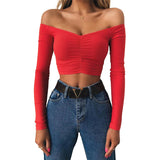 Music Festivals Rave Outfits Girls Tops Winter Women's Clothing Long Sleeved Fitted T-shirt