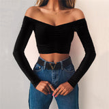 Music Festivals Rave Outfits Girls Tops Winter Women's Clothing Long Sleeved Fitted T-shirt