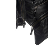 Leather Biker Coat God Leather Jacket Women Pu Jackets Zipper Stitching Double Layer Turn-down Collar Coat