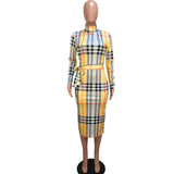 Women Plaid Dress Women Checkered Bodycon Sexy Dresses Women's High-End Temperament Fashion Striped Dress