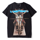 GVC T Shirt Cross Portrait Pattern Pure Cotton Loose Short Sleeve T-shirt Men