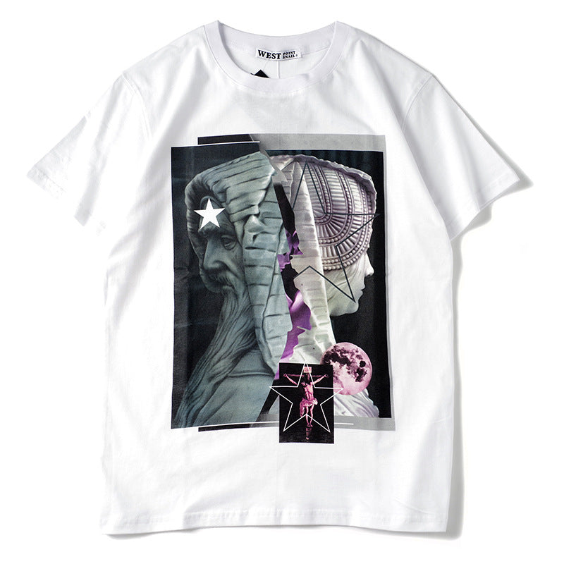GVC T Shirt Icon Pattern Pure Cotton Loose Short Sleeve T-shirt Men