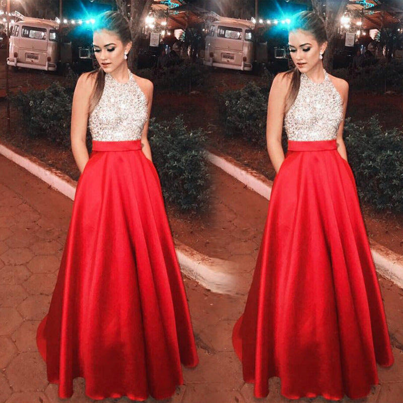 Formal Dresses & Gowns Sexy Sleeveless Halter Dress Waist Sequined Formal Dress
