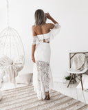Bohemian Coachella Outfits Dress Lace Tube Top Backless Pencil Skirt Two-Piece Set