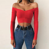 Music Festivals Rave Outfits Girls Tops Winter Women's Clothing Long Sleeved Fitted T-shirt