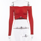 Music Festivals Rave Outfits Girls Tops Winter Women's Clothing Long Sleeved Fitted T-shirt