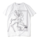 GVC T Shirt Summer Pure Cotton Deer Pattern Loose T-shirt for Women