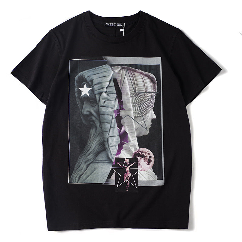 GVC T Shirt Icon Pattern Pure Cotton Loose Short Sleeve T-shirt Men