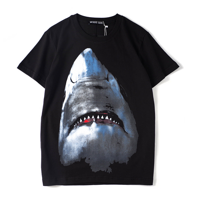 GVC Shirt Shark Pattern Short Sleeve Cotton Loose Men