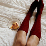Winter Chunky Cable Thick Knit Thigh High Socks Long Stockings Boot Fall/Winter Twist Stripes Bunching Socks Women