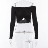 Music Festivals Rave Outfits Girls Tops Winter Women's Clothing Long Sleeved Fitted T-shirt