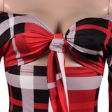 Women Plaid Dress Woman Checkered Bodycon Sexy Dresses Sexy Bandeau Lace-up Striped Dress Nightclub Skirt
