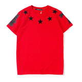 GVC T Shirt 74 Pattern Short Sleeve T-shirt Brand Flocking Embroidery Pentagram Cotton Loose