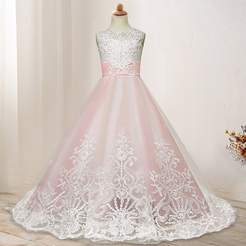 First Communion Dress Vestidos De Primera Comunion Lace Ball Gown Girl Party Princess Pageant Gown Children Lace Wedding Dress